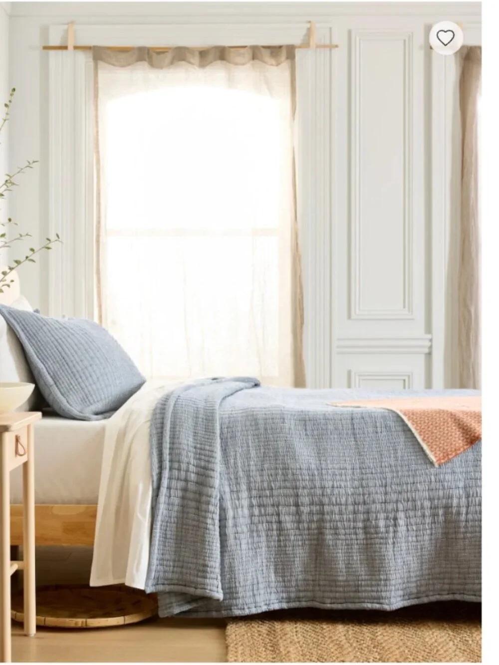NWT Quince Organic Cotton Channel Stitch Coverlet Set – Blue??? – King/Cal King